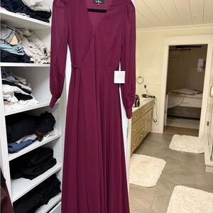 Lulu's Deep Wine Long Sleeve Dress